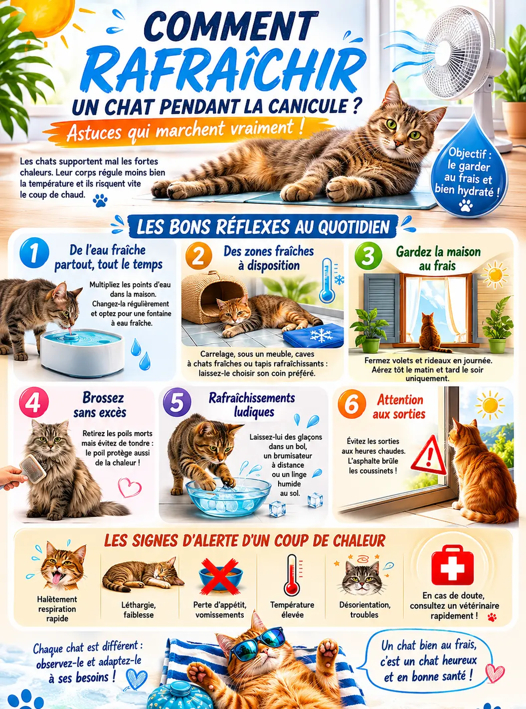 Comment rafraîchir son chat pendant la canicule astuces efficaces - infographie