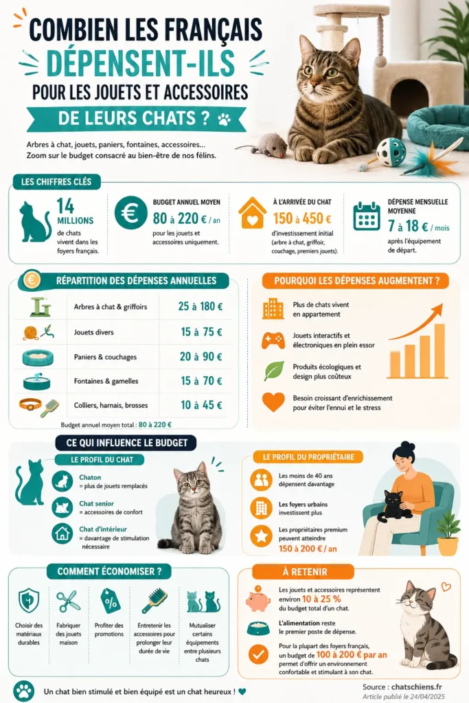 Infographie Combien dépensent les Français par an pour les jouets et accessoires de leurs chats