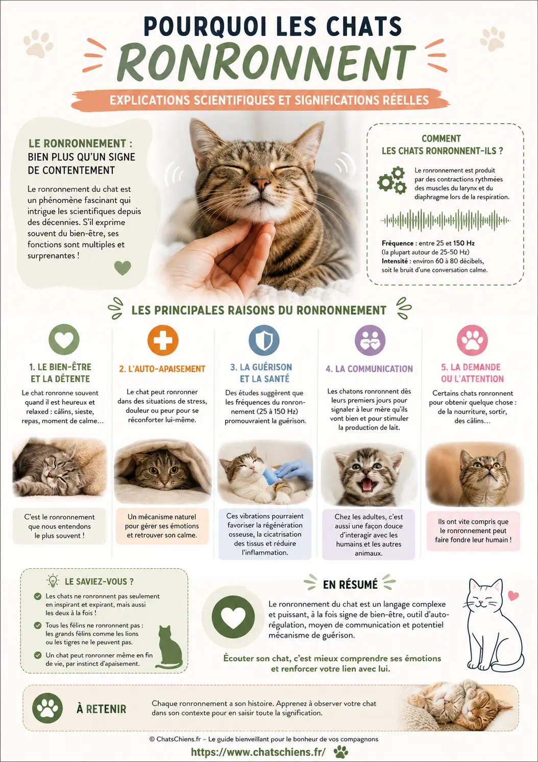 Infographie Pourquoi les chats ronronnent